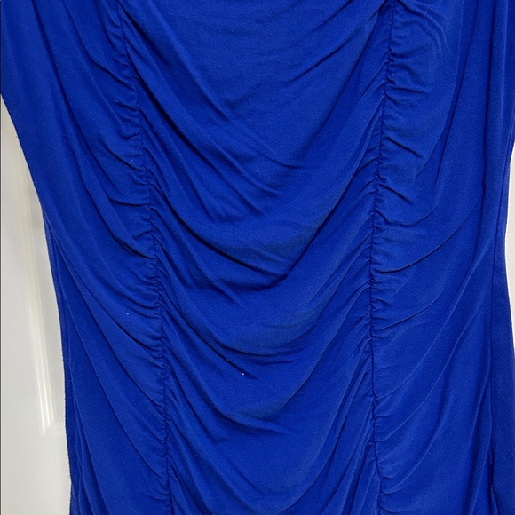 INC International Concepts Royal Blue Top Ruched Short Sleeve Flattering Fitted - Picture 7 of 10